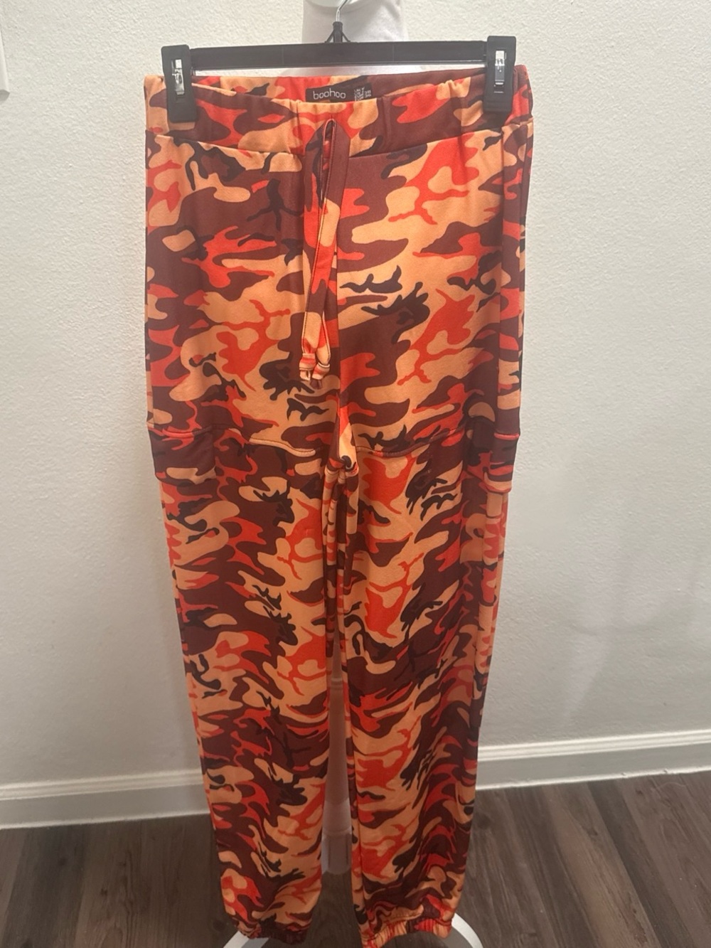 Boohoo Orange Camo Jogger Pants